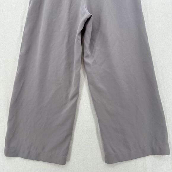 Lululemon Pants Women 10 Noir Wide Leg Ankle High Rise Gray Belted Flowy Coastal - Picture 7 of 12